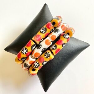 3 CHUNKY AFRICAN TRADE BEAD BRACELETS - SOLD TOGETHER